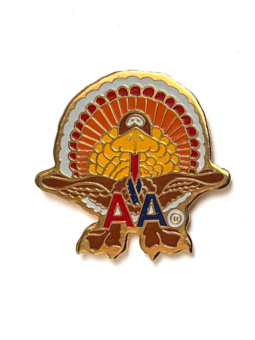Vintage 80’s American Airlines Thanksgiving Turkey Gold Tone Lapel Pin